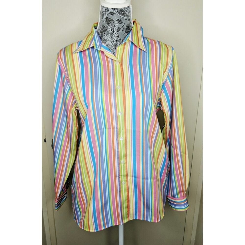 Foxcroft Wrinkle Free Striped Shirt - Sz 8 - GUC